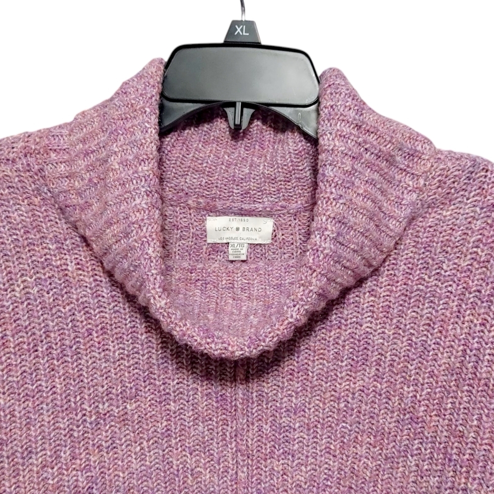 Lucky Brand Purple Knit Cropped Turtleneck Sweater Women's Size Extra Large XL - Picture 6 of 9